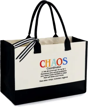 BeeGreen Gift Basket Monogram Initial Canvas Tote Bag with Pocket Embroidery Personalized Tote for Mom Teacher Friend