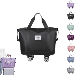 Beente Travel Bag with Wheels, 2025 New Large Capacity Travel Bag - Universal Wheel Removable (Black)