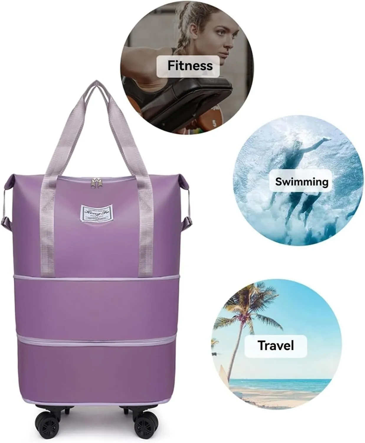 Beente Travel Bag with Wheels, 2025 New Large Capacity Travel Bag - Universal Wheel Removable (Gray)