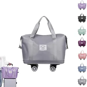 Beente Travel Bag with Wheels, 2025 New Large Capacity Travel Bag - Universal Wheel Removable (Gray)