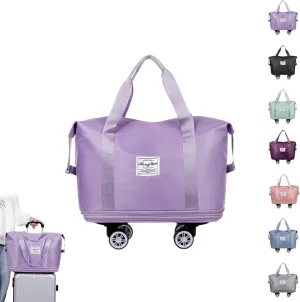 Beente Travel Bag with Wheels, 2025 New Large Capacity Travel Bag - Universal Wheel Removable (Light Purple)