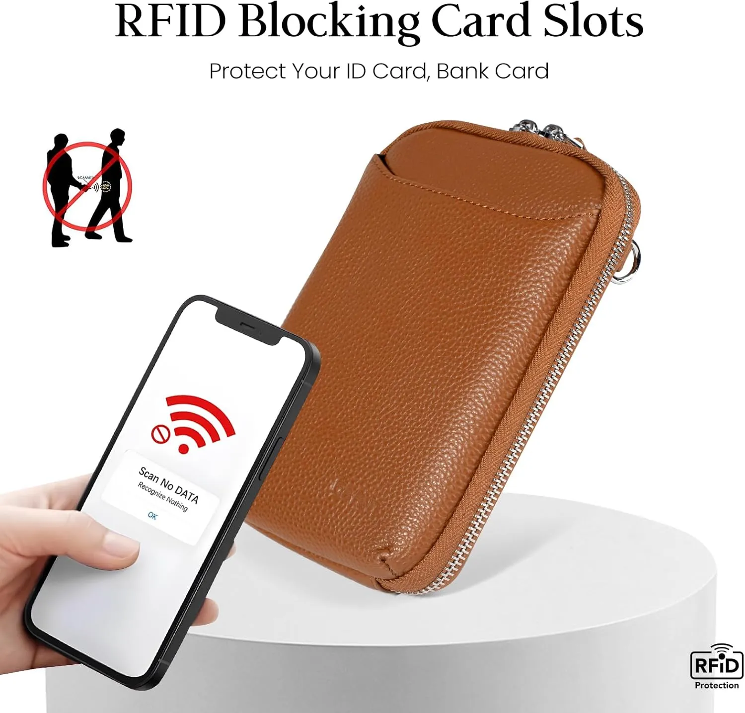 befen Genuine Leather Crossbody Cell Phone Purse for Women, Small Zip Around RFID Blocking Crossbody Wallet Bags