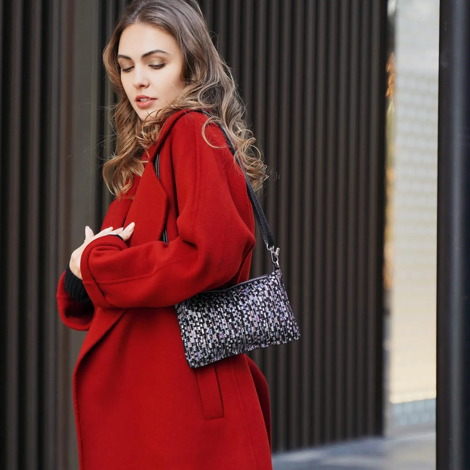 befen Genuine Leather Wristlet Clutch Wallet Purses Small Crossbody Bags for Women with RFID Blocking Card Slots