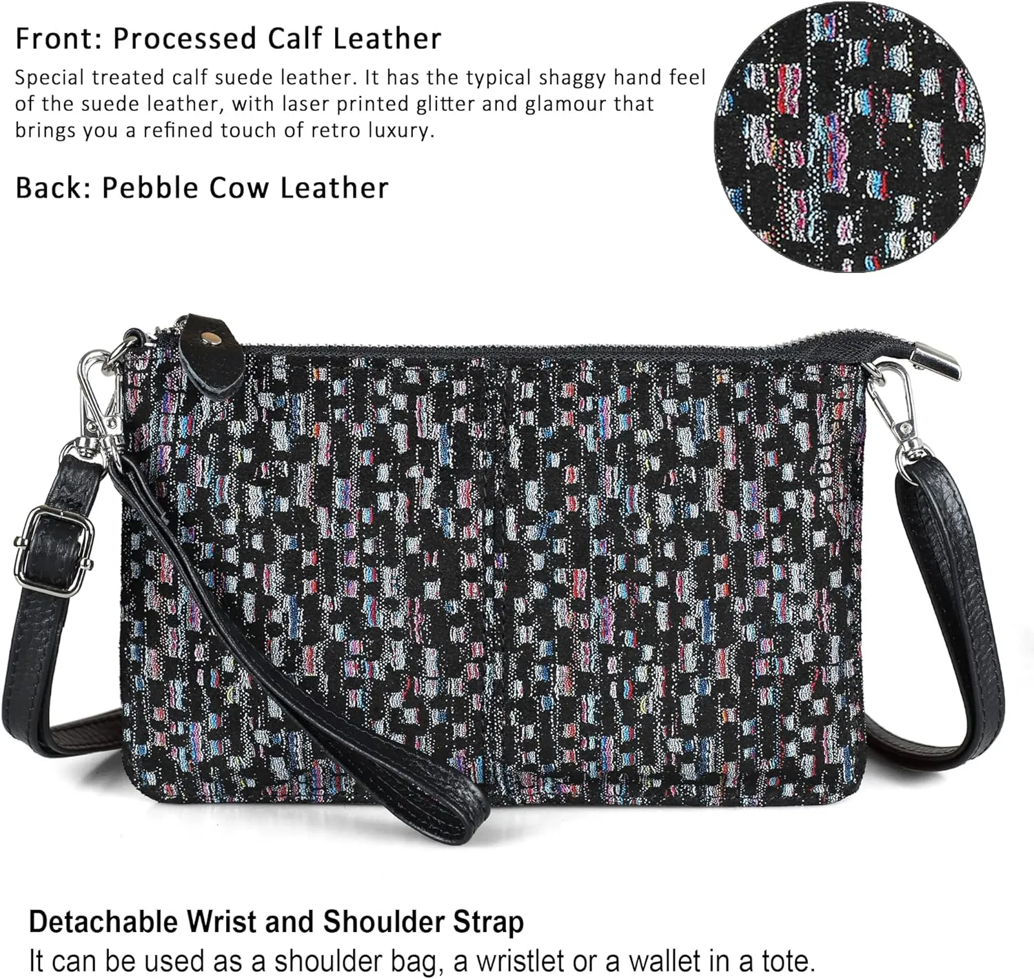 befen Genuine Leather Wristlet Clutch Wallet Purses Small Crossbody Bags for Women with RFID Blocking Card Slots