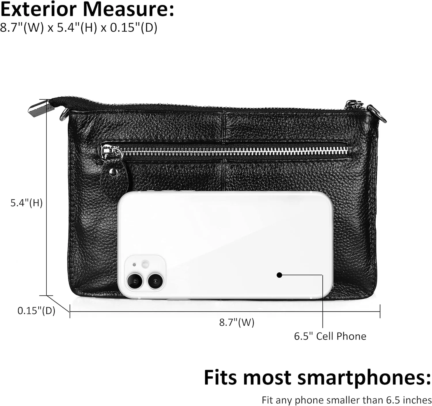 befen Genuine Leather Wristlet Clutch Wallet Purses Small Crossbody Bags for Women with RFID Blocking Card Slots