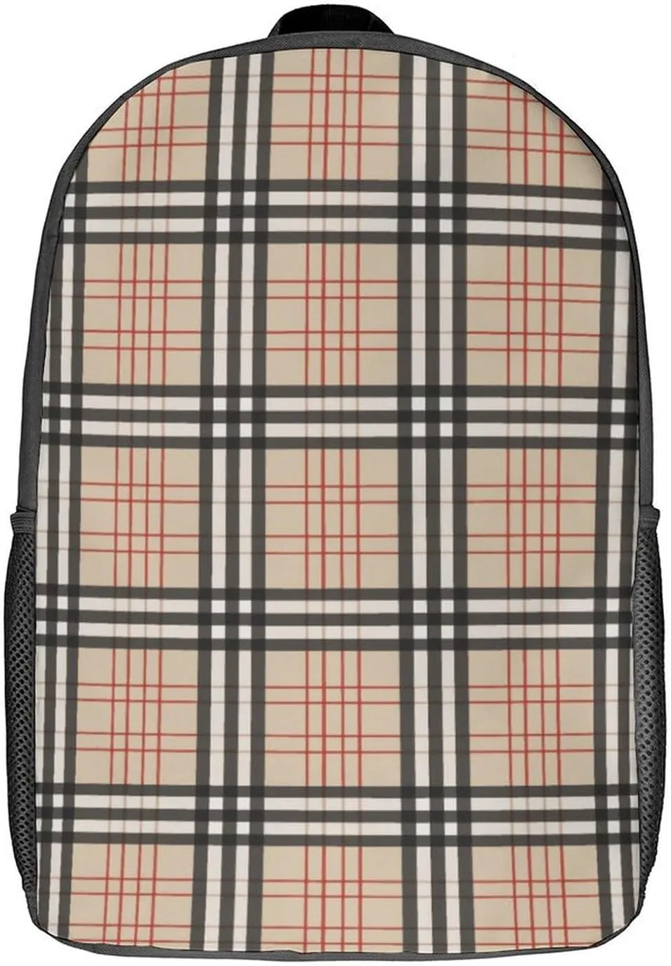 Beige Plaid Tartan Checkered Backpack Lightweight Waterproof Backpacks Laptop Backpack for Unisex Casual Travel Daypacks Large Capacity