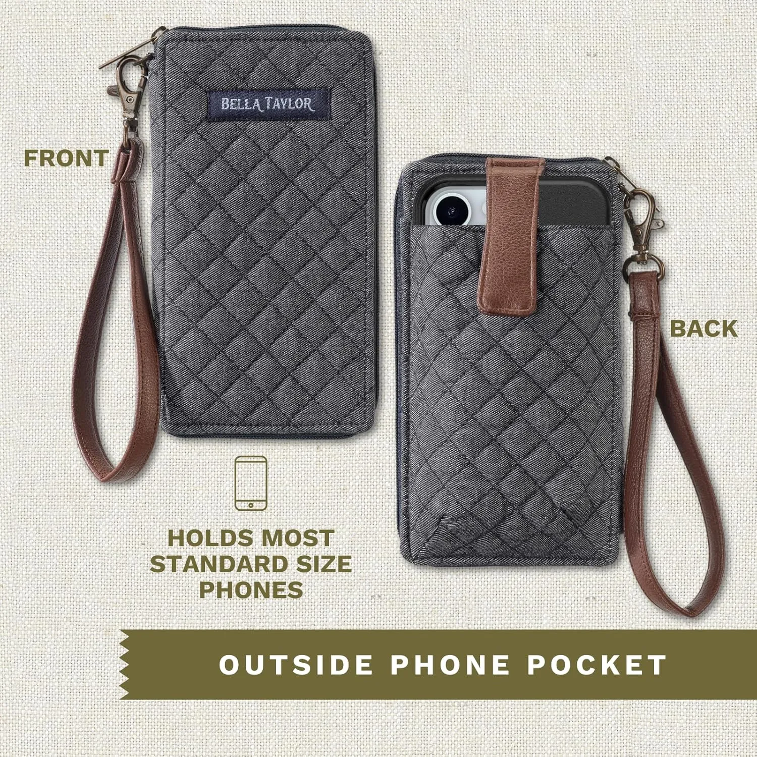 Bella Taylor Cell Phone Wristlet Wallet for Women with Smartphone Pocket and RFID Protection
