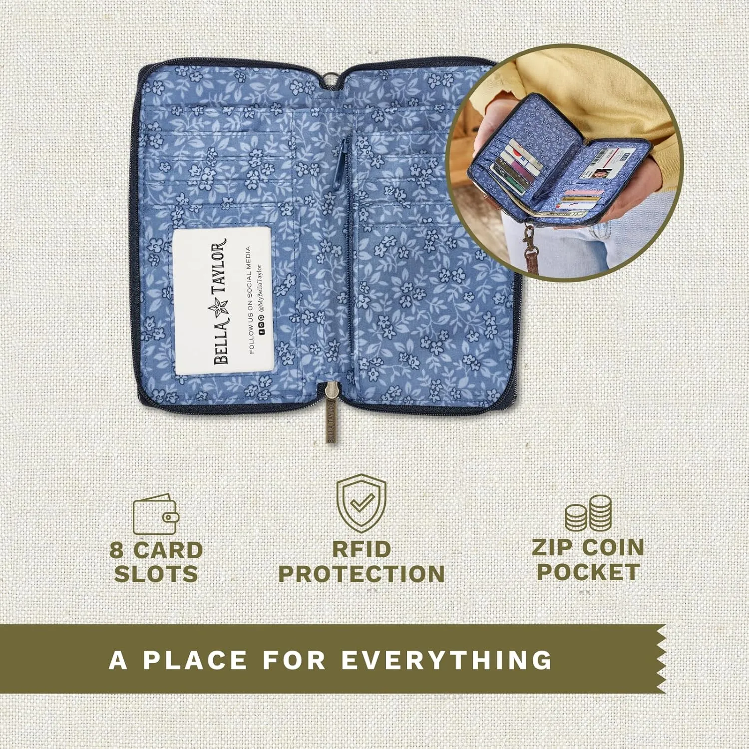 Bella Taylor Cell Phone Wristlet Wallet for Women with Smartphone Pocket and RFID Protection