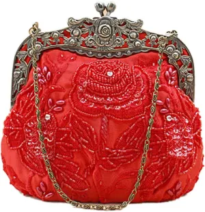Belsen Women's Vintage Beaded Sequin Flower Evening Handbags