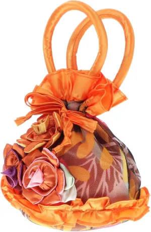 BESPORTBLE Floral Orange Purse Women's Evening Bag Handbag Lace Detail for Wedding Party