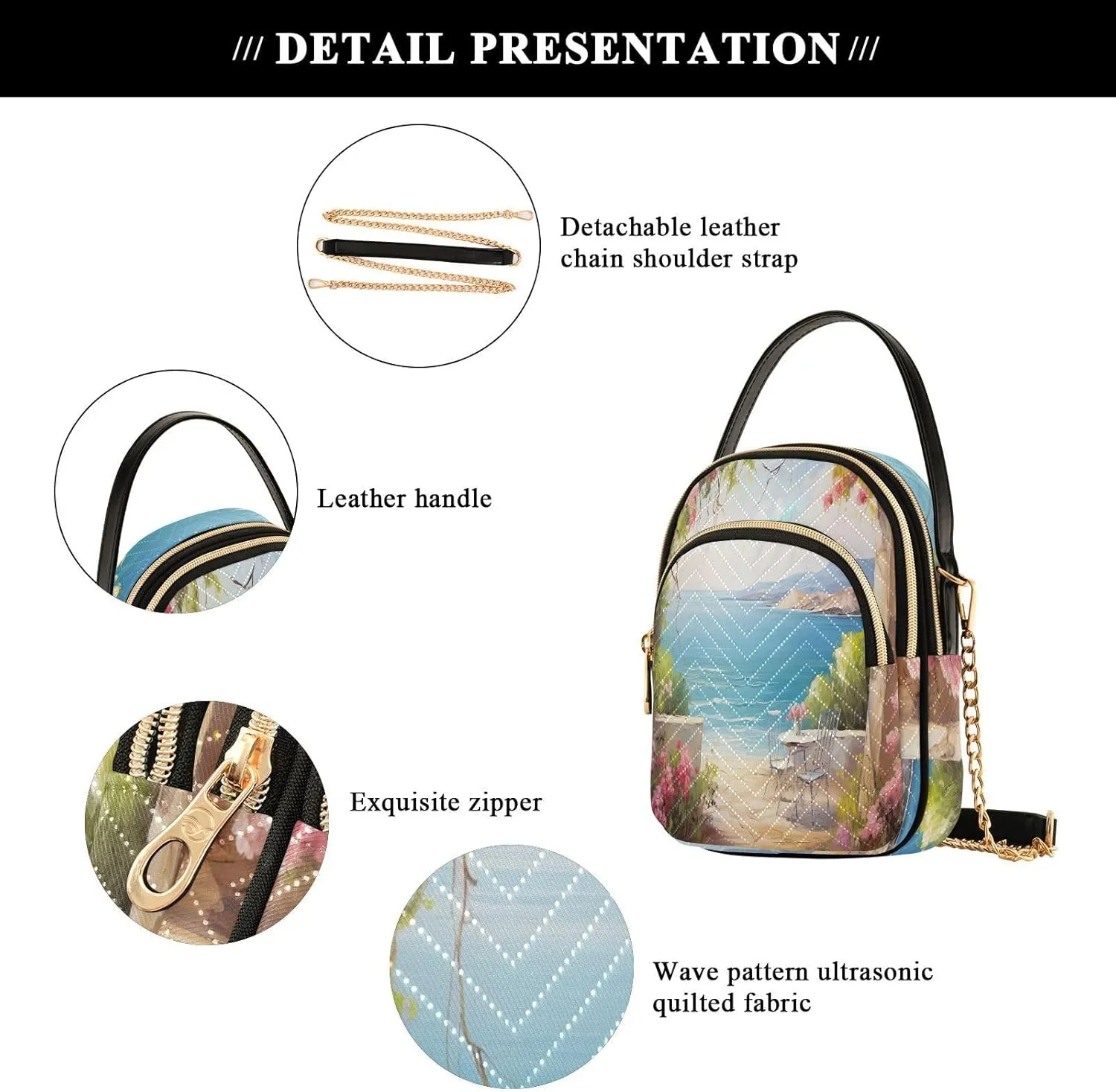 Black and Beige Plaid Handbag Crossbody with Removable Strap, Fashion Crossbody Bags for Women