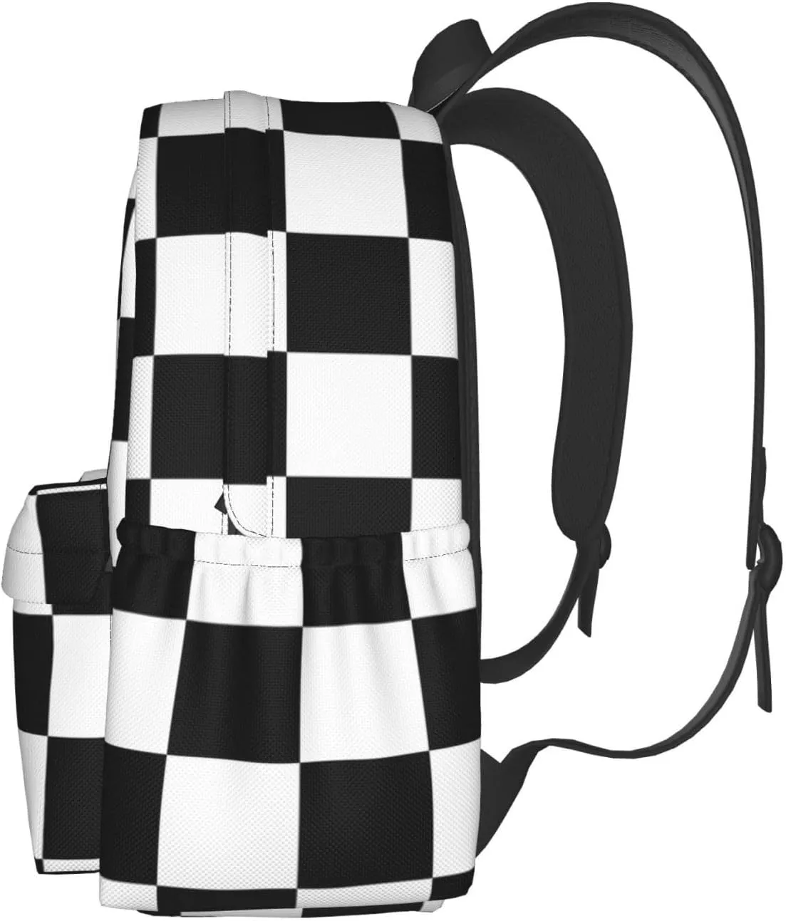 Black And White Checkered Laptop Backpack For Men Women, Lightweight Racing Daypack Bookbag For Daily Commutes Business Travel Hiking
