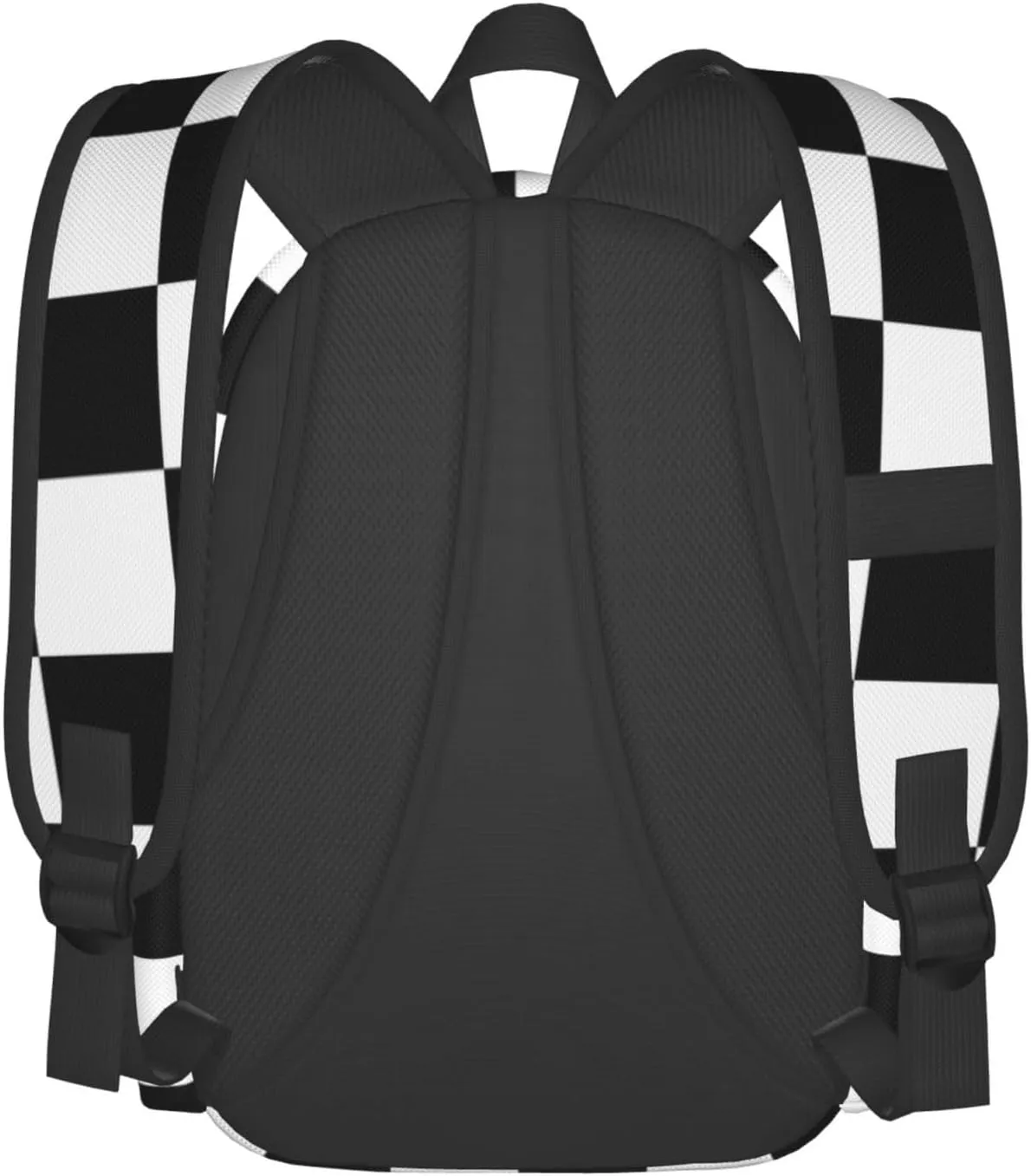 Black And White Checkered Laptop Backpack For Men Women, Lightweight Racing Daypack Bookbag For Daily Commutes Business Travel Hiking