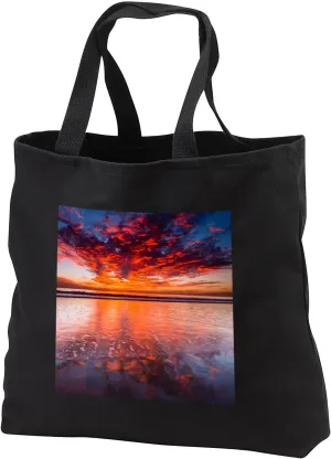 Black Tote Bag 14w x 14h x 3d - Dramatic sunset over Channel Islands, Ventura, California Sunsets
