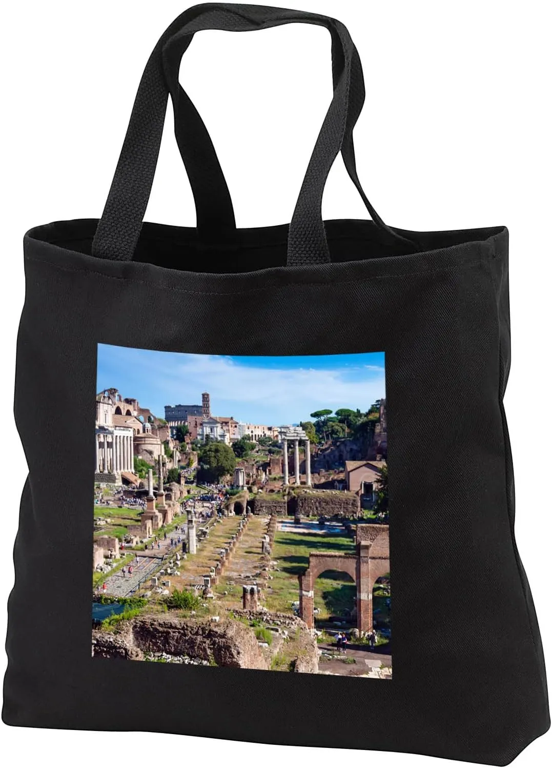 Black Tote Bag JUMBO 20w x 15h x 5d - Roman Forum, Rome, Unesco World Heritage Site, Latium, Italy, Europe Ruins