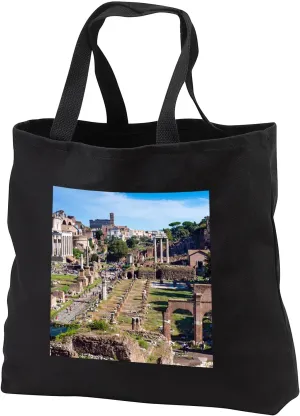 Black Tote Bag JUMBO 20w x 15h x 5d - Roman Forum, Rome, Unesco World Heritage Site, Latium, Italy, Europe Ruins