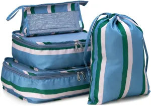Bliss Travel Packing Cubes - 3 Pack/4 Pack/5 Pack Compact Suitcase Organizer, Durable Mesh Front Travel Cubes for Packing, Organizer Bags for Clothes, Toiletries, Cosmetics, Laundry, 4PC Denim Blue