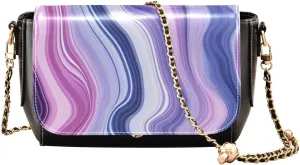 Blue and Pink Watercolor Women's Shoulder Bag, Womens Crossbody Bag Leather, Cross Body Leather Bags for Women