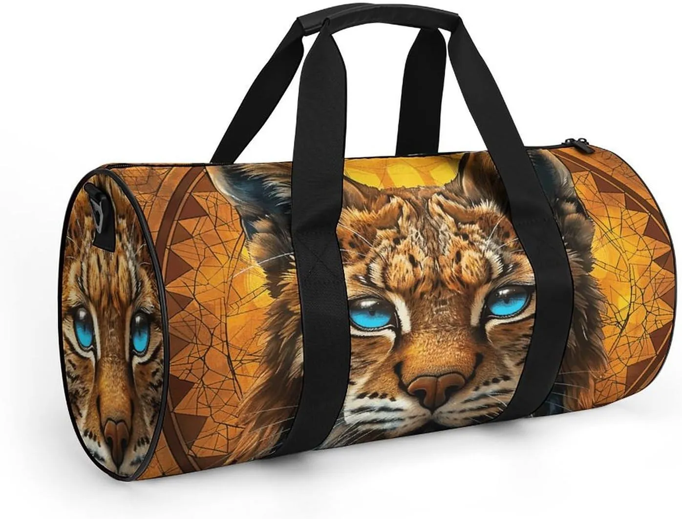 Blue Eyed Bobcat Gym Bag Small Travel Duffle Bag with Compartment Carry On Weekender Bag for Women Men