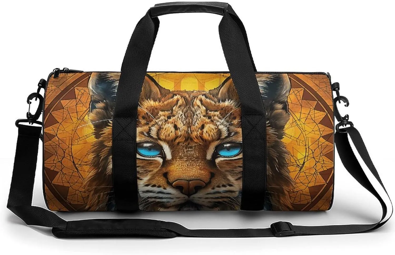 Blue Eyed Bobcat Gym Bag Small Travel Duffle Bag with Compartment Carry On Weekender Bag for Women Men