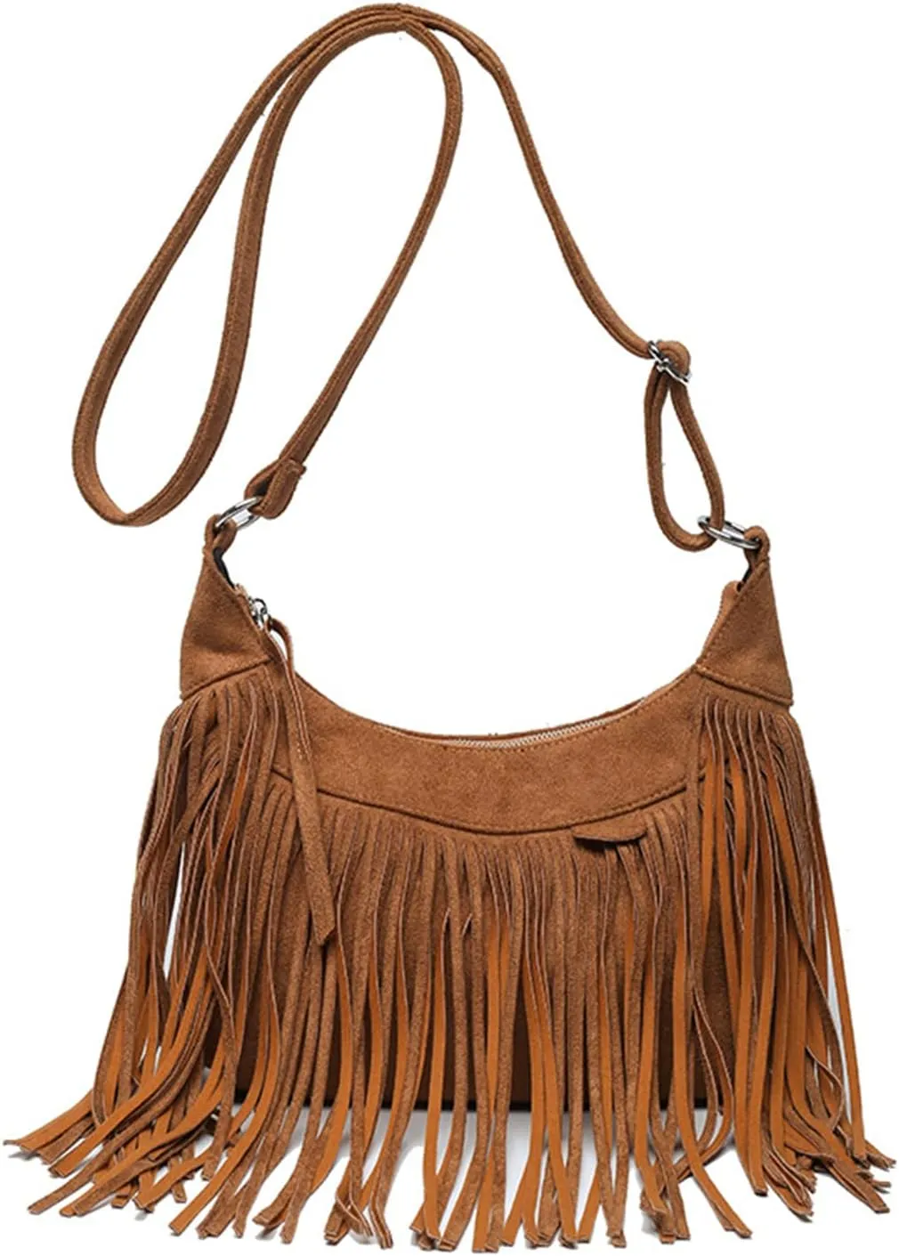 Boho Hippie Purses Fringe Tassel Faux Suede Shoulder Messenger CrossBody Sling Bag Country Concert Outfits for Women