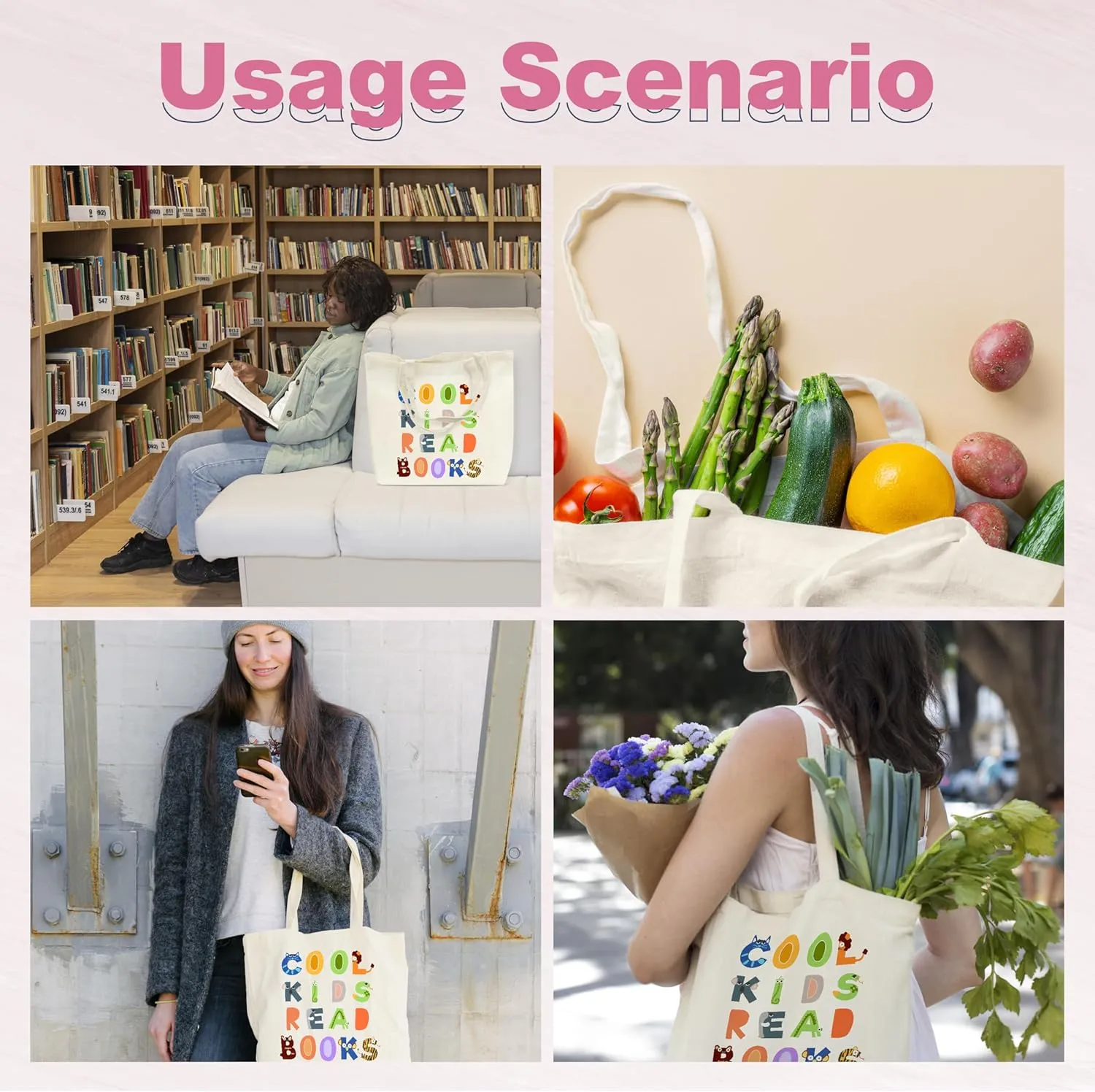 Books Tote Bags, Library Book Bag