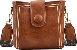 Bootara Bucket Bag for Women Vintage Retro Crossbody Bucket Bags with Adjustable Guitar Strap Trendy Leather Handbags