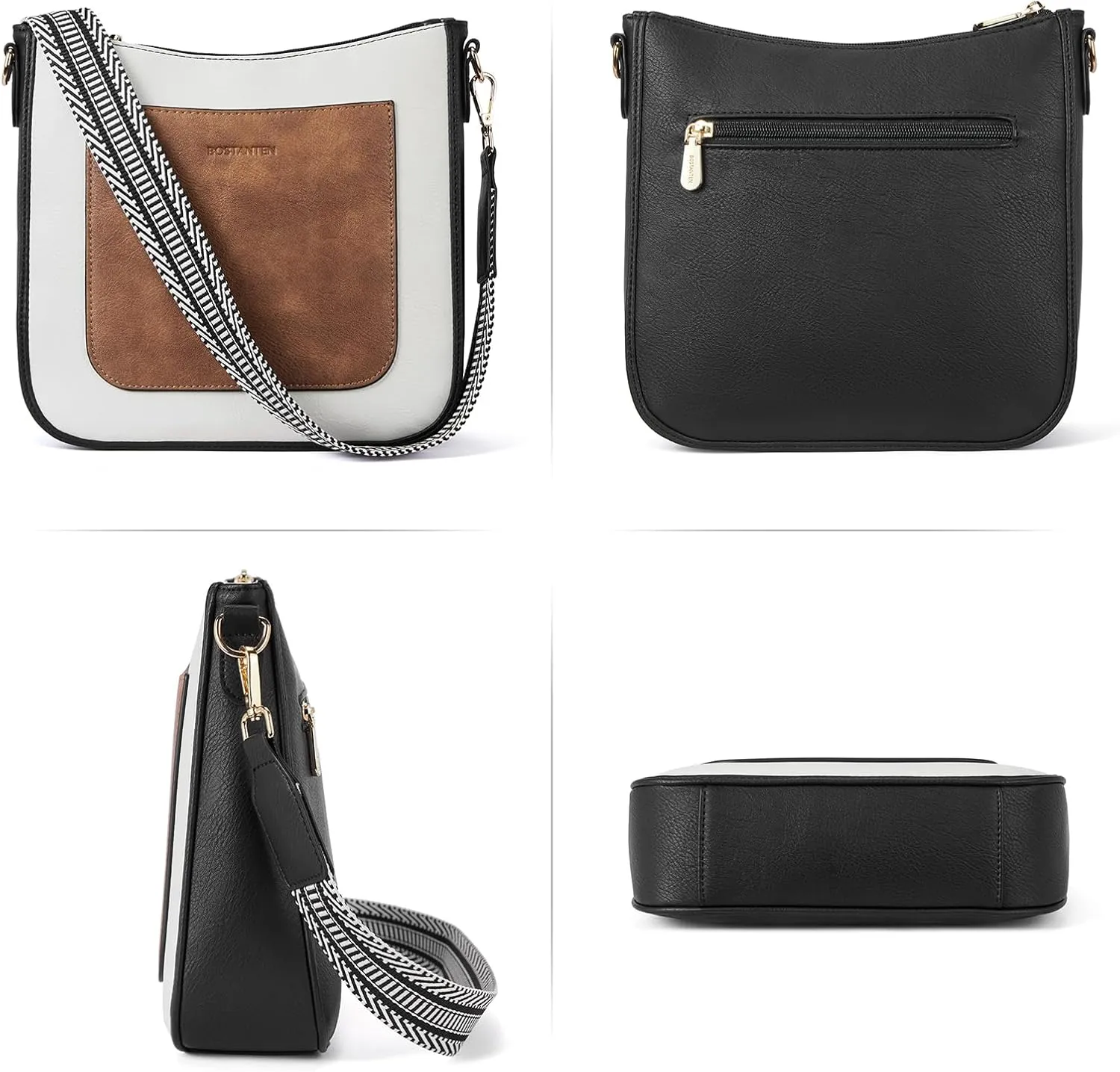 BOSTANTEN Crossbody Bags for Women Trendy Vegan Leather Hobo Handbags Fashion Shoulder Purse with Adjustable Guitar Strap