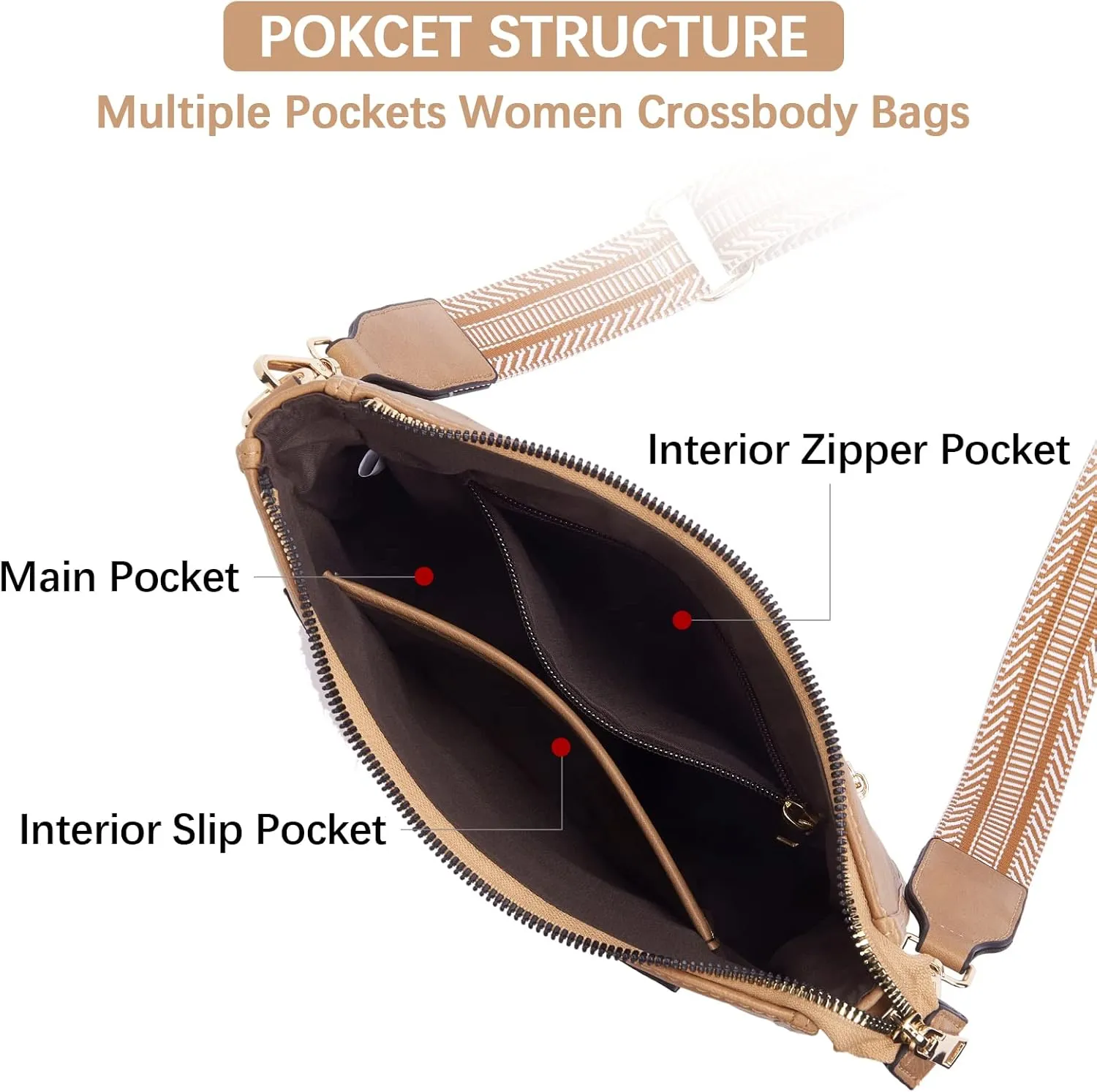 BOSTANTEN Crossbody Bags for Women Trendy Vegan Leather Hobo Handbags Fashion Shoulder Purse with Adjustable Guitar Strap
