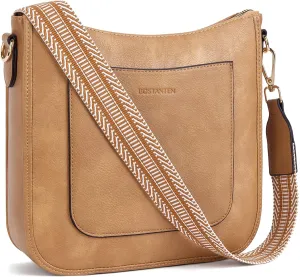 BOSTANTEN Crossbody Bags for Women Trendy Vegan Leather Hobo Handbags Fashion Shoulder Purse with Adjustable Guitar Strap