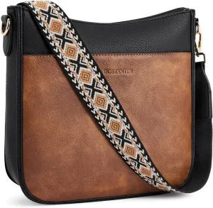 BOSTANTEN Crossbody Bags for Women Trendy Vegan Leather Hobo Purses Shoulder Handbags With Wide Shoulder Strap