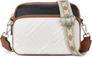 BOSTANTEN Quilted Crossbody Bags for Women Vegan Leather Purses Small Shoulder Handbags with Wide Strap
