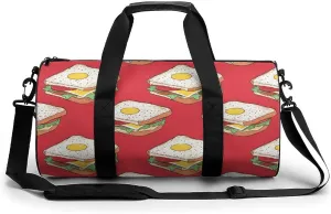 Breakfast Sandwich Unisex Gym Bag Travel Duffel Bags Overnight Sport Tote with Compartment for Weekender Vacation