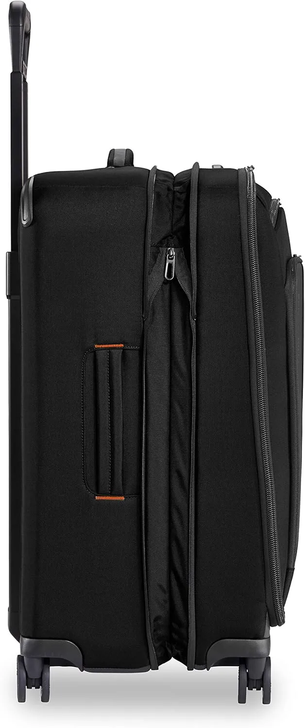Briggs & Riley 26" Medium Expandable Spinner - Checked Luggage for Travel, Suitcases with Wheels, Softside Rolling Bag for Men & Women, Self-Repairing Zipper - ZDX Collection, Black
