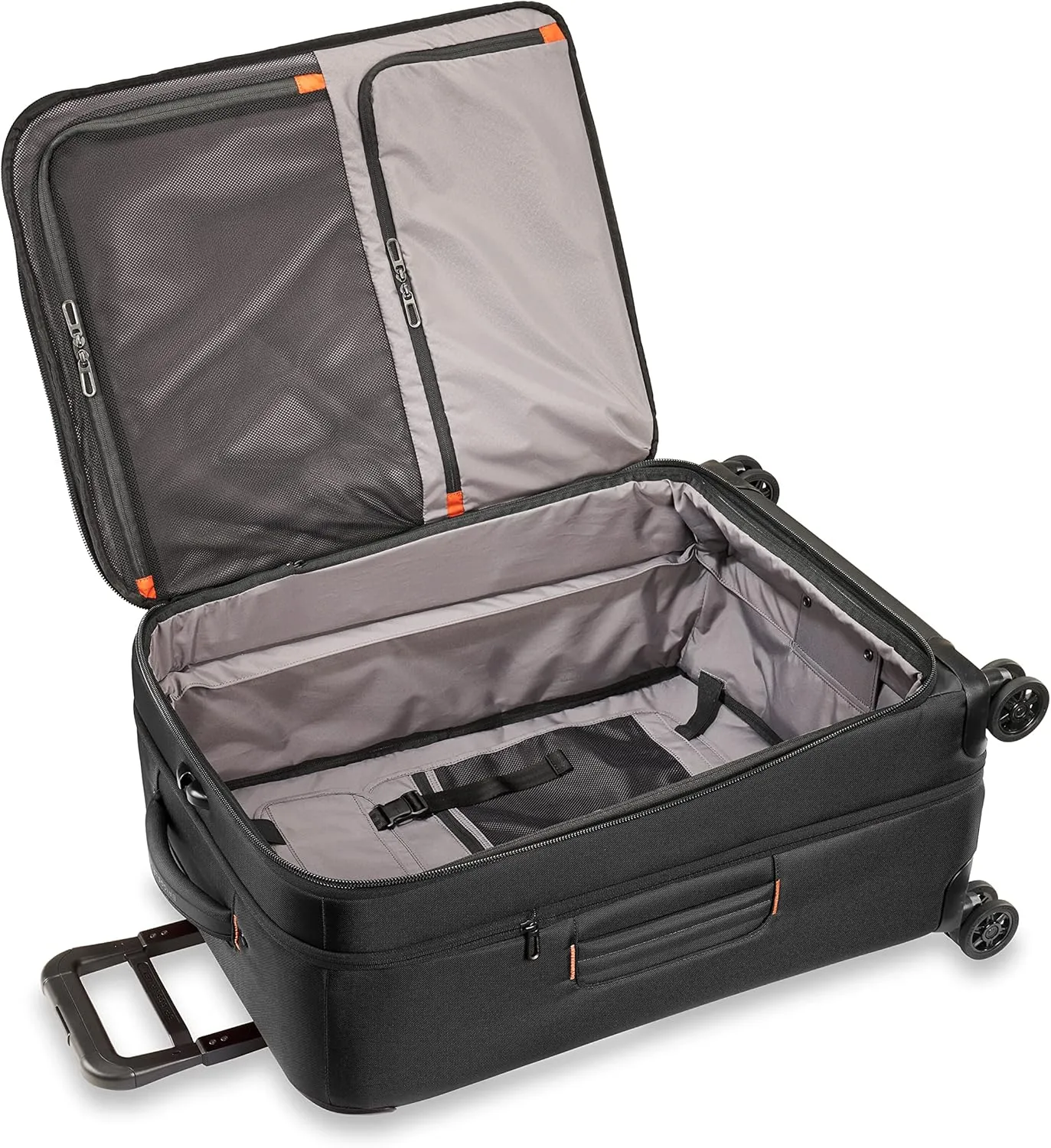 Briggs & Riley 26" Medium Expandable Spinner - Checked Luggage for Travel, Suitcases with Wheels, Softside Rolling Bag for Men & Women, Self-Repairing Zipper - ZDX Collection, Black