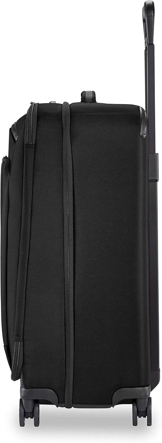 Briggs & Riley 26" Medium Expandable Spinner - Checked Luggage for Travel, Suitcases with Wheels, Softside Rolling Bag for Men & Women, Self-Repairing Zipper - ZDX Collection, Black
