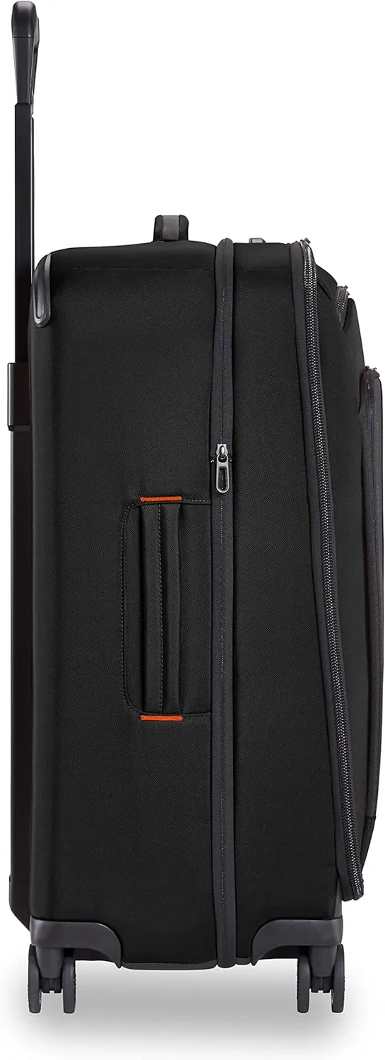 Briggs & Riley 26" Medium Expandable Spinner - Checked Luggage for Travel, Suitcases with Wheels, Softside Rolling Bag for Men & Women, Self-Repairing Zipper - ZDX Collection, Black