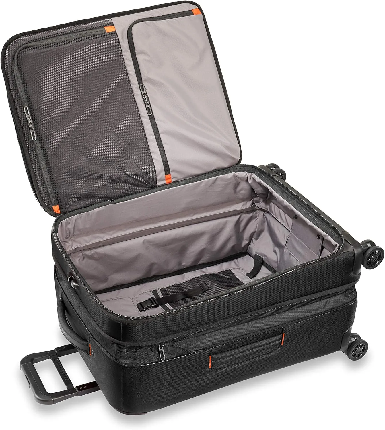 Briggs & Riley 26" Medium Expandable Spinner - Checked Luggage for Travel, Suitcases with Wheels, Softside Rolling Bag for Men & Women, Self-Repairing Zipper - ZDX Collection, Black