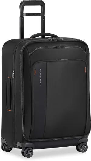 Briggs & Riley 26" Medium Expandable Spinner - Checked Luggage for Travel, Suitcases with Wheels, Softside Rolling Bag for Men & Women, Self-Repairing Zipper - ZDX Collection, Black
