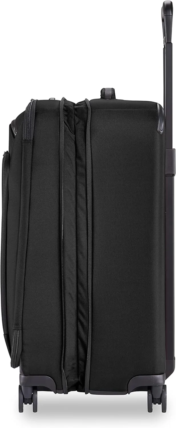 Briggs & Riley 26" Medium Expandable Spinner - Checked Luggage for Travel, Suitcases with Wheels, Softside Rolling Bag for Men & Women, Self-Repairing Zipper - ZDX Collection, Black