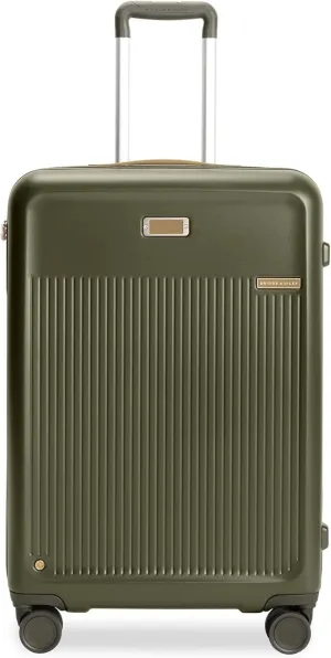 Briggs & Riley 27" Medium Expandable Spinner - Checked Luggage for Travel, Suitcases with Wheels, Hardside Rolling Bag for Men & Women, Self-Repairing Zipper - Sympatico Collection, Olive