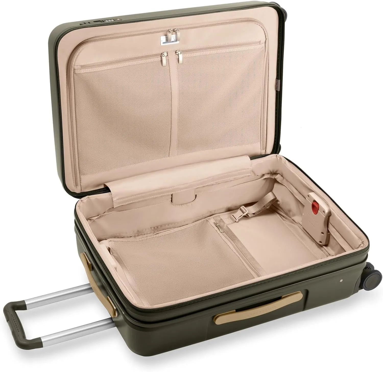 Briggs & Riley 27" Medium Expandable Spinner - Checked Luggage for Travel, Suitcases with Wheels, Hardside Rolling Bag for Men & Women, Self-Repairing Zipper - Sympatico Collection, Olive