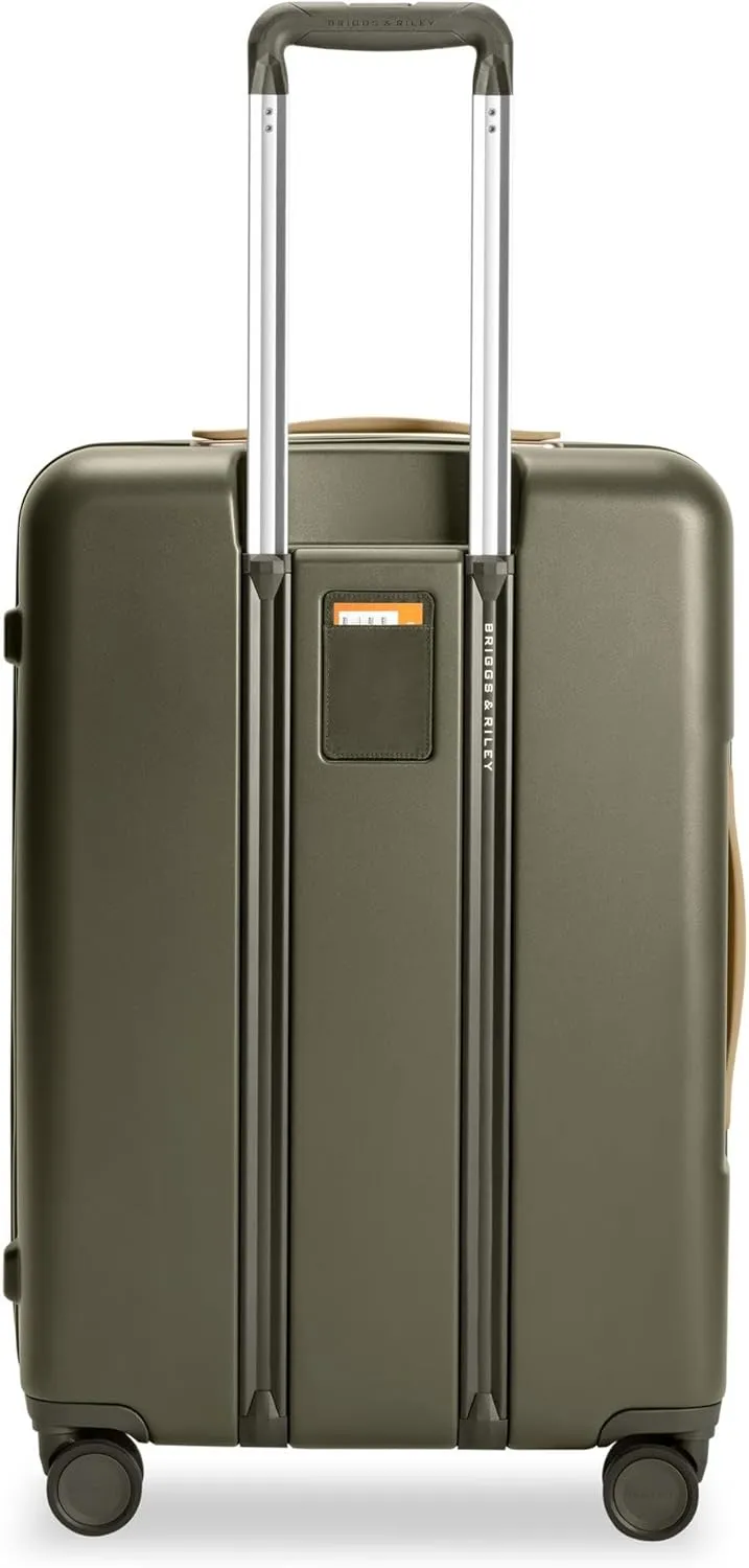 Briggs & Riley 27" Medium Expandable Spinner - Checked Luggage for Travel, Suitcases with Wheels, Hardside Rolling Bag for Men & Women, Self-Repairing Zipper - Sympatico Collection, Olive