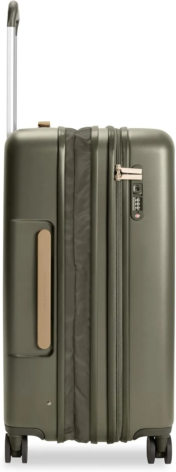 Briggs & Riley 27" Medium Expandable Spinner - Checked Luggage for Travel, Suitcases with Wheels, Hardside Rolling Bag for Men & Women, Self-Repairing Zipper - Sympatico Collection, Olive