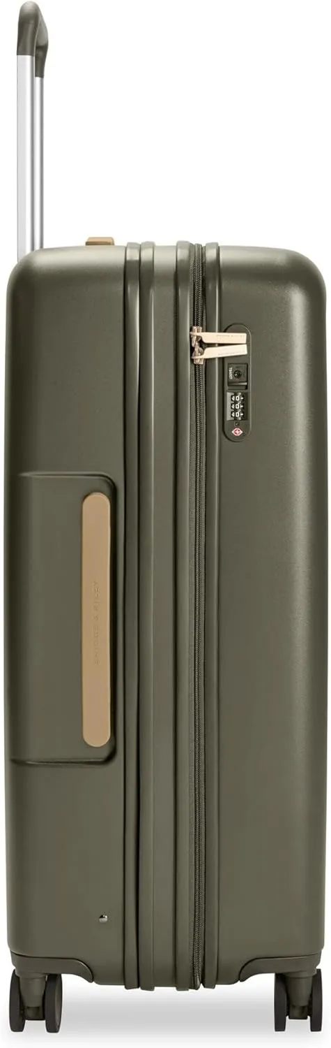 Briggs & Riley 27" Medium Expandable Spinner - Checked Luggage for Travel, Suitcases with Wheels, Hardside Rolling Bag for Men & Women, Self-Repairing Zipper - Sympatico Collection, Olive