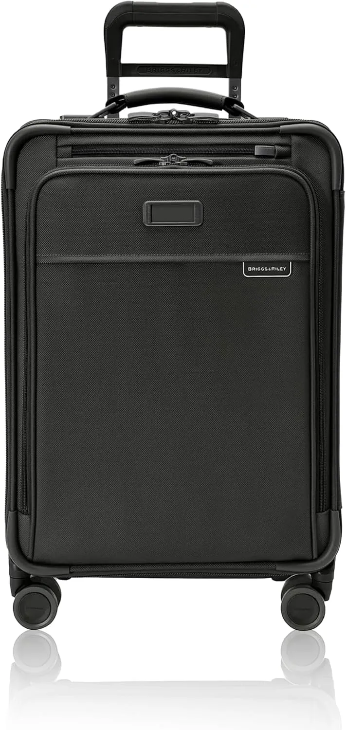 Briggs & Riley Essential 22" Carry On Expandable Spinner - Luggage for Travel, Suitcases with Wheels, Softside Rolling Bag for Men & Women, Self-Repairing Zipper - Baseline Collection, Black