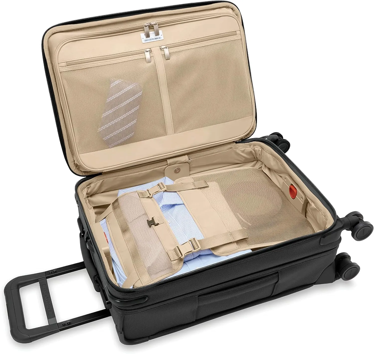 Briggs & Riley Essential 22" Carry On Expandable Spinner - Luggage for Travel, Suitcases with Wheels, Softside Rolling Bag for Men & Women, Self-Repairing Zipper - Baseline Collection, Black
