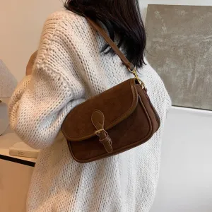 Brown Suede Crossbody Bag - Trendy Satchel Purse for Women - Burgundy Wine Color - Fall