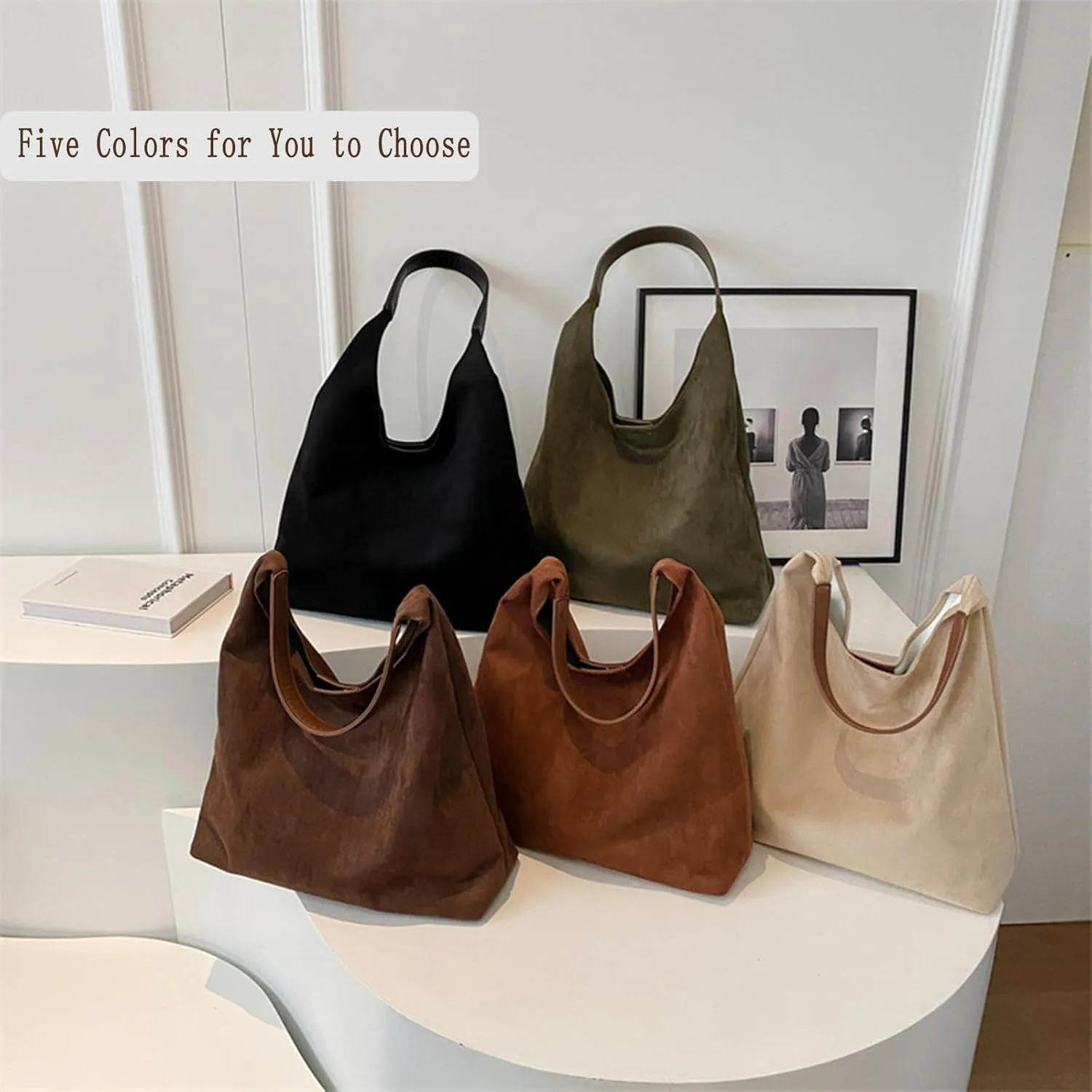 Brown Suede Tote Bag - Women's Shoulder Bag with Suede Tote Option