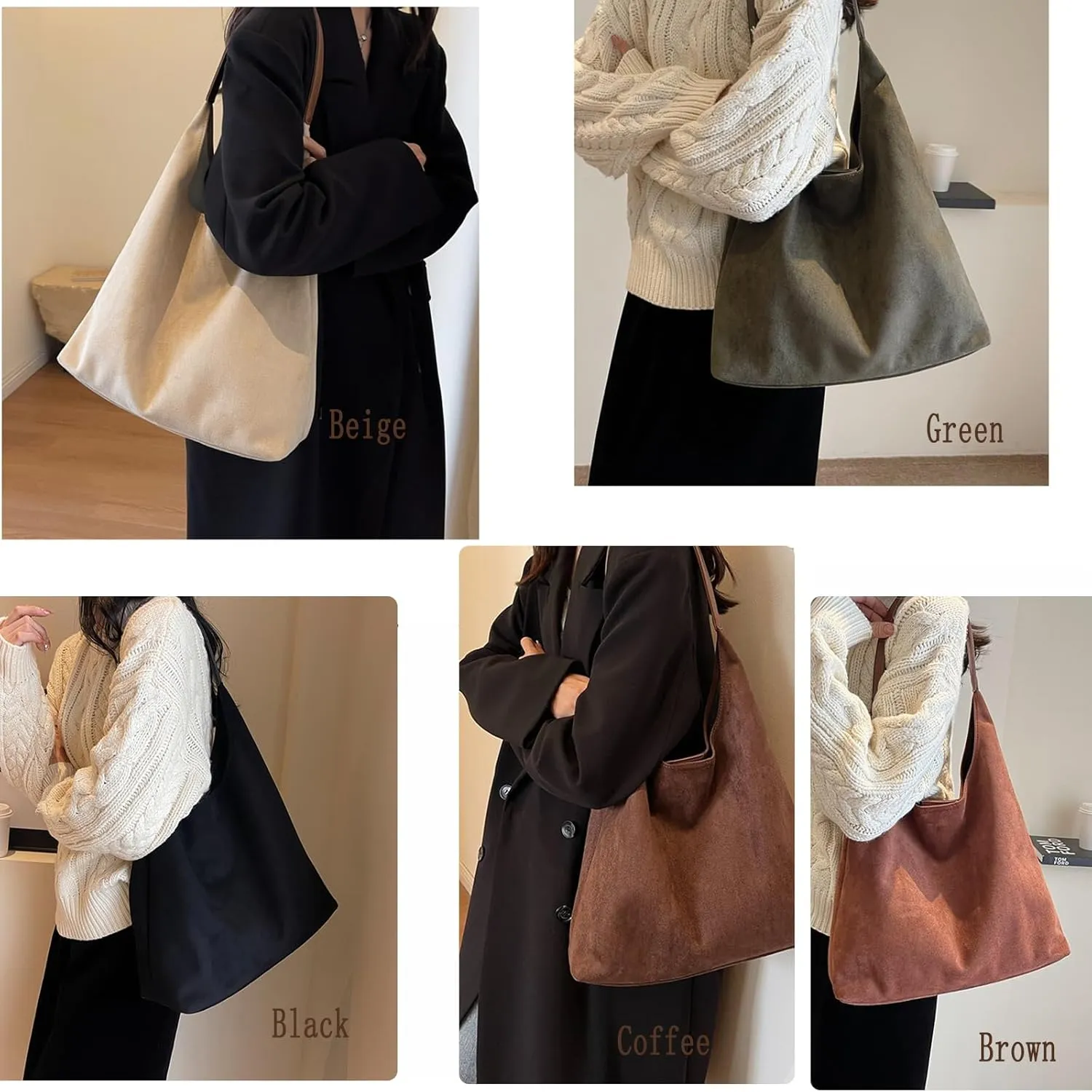 Brown Suede Tote Bag - Women's Shoulder Bag with Suede Tote Option